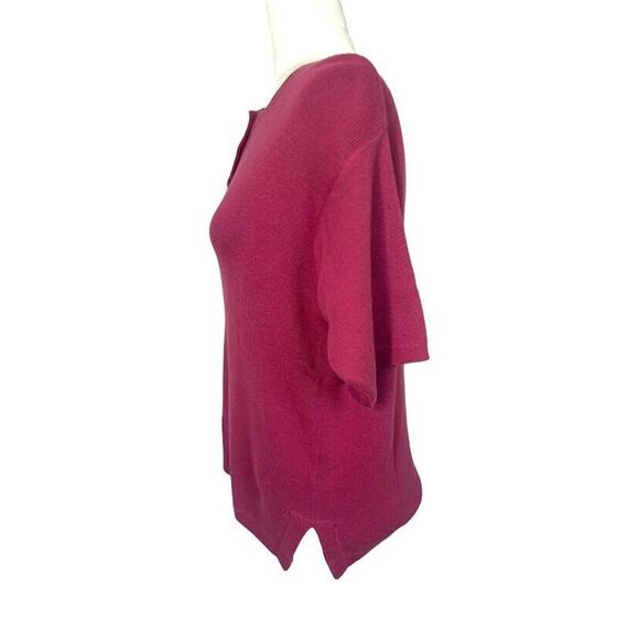 Woolrich Vintage 90s Cotton Short Sleeve Henley Sweater Pink Womens Size Medium - Picture 2 of 9